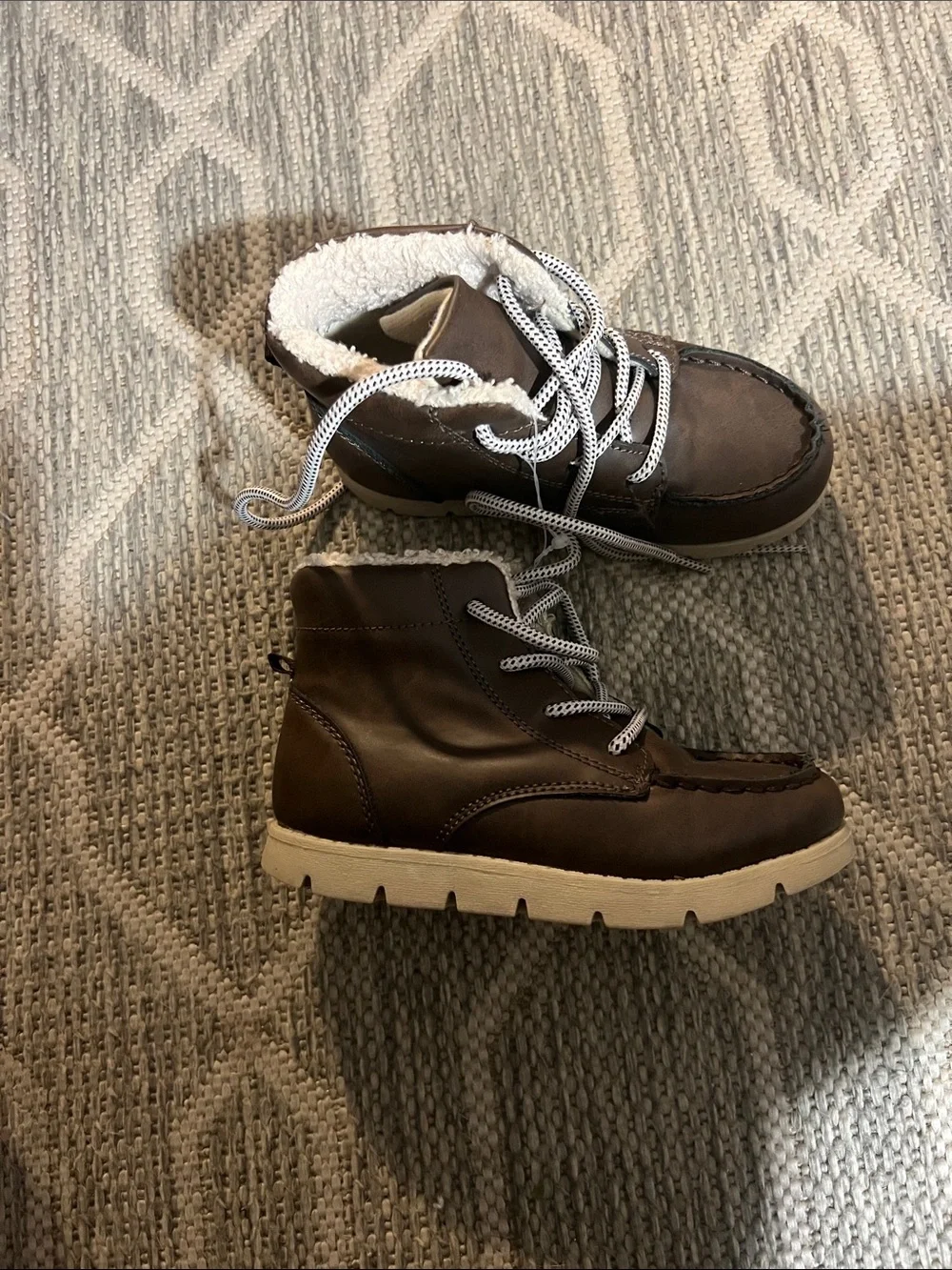 OshKosh B'gosh Brown Lace-Up Faux-Fur Lined Kids Boots
